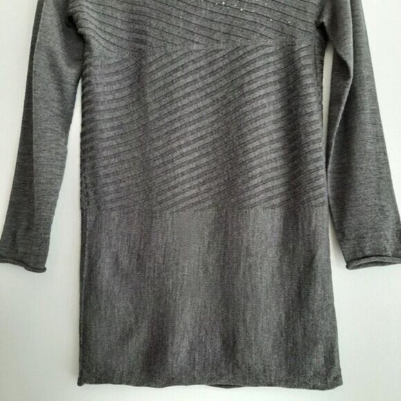 TABARONI CASHMERE Ribbed Sweater Grey w/ Rhinestones Sz XXS - XS - Picture 4 of 9